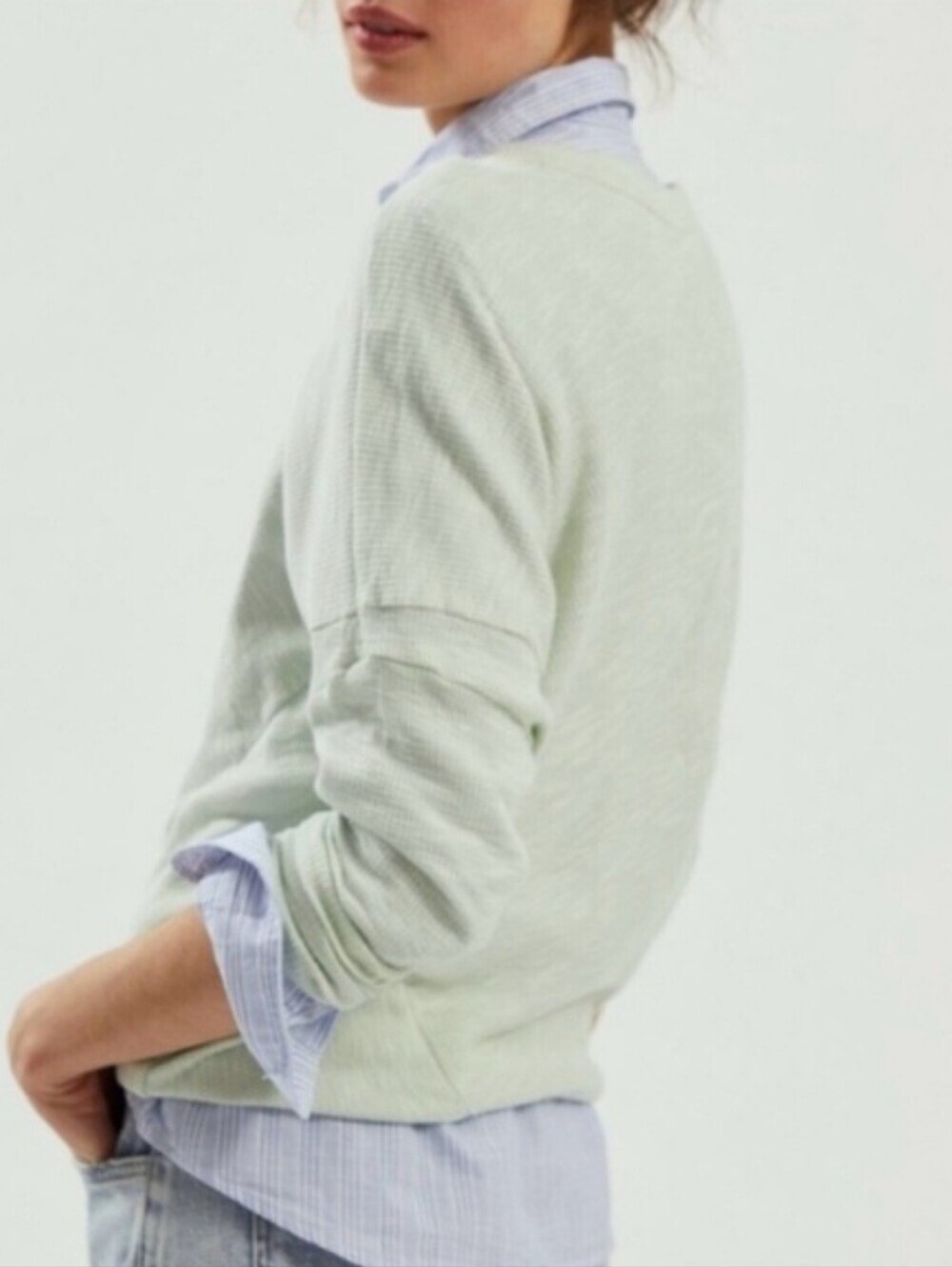Anthropologie Damiana Pullover Heathered Mint Green Long Sleeve Knit Top XS - Picture 12 of 12